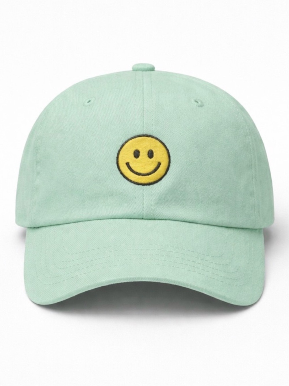 😊 Smiley Face Hat Pastel Mint Dad Cap Minimal Embroidered Happy Aesthetic Cute